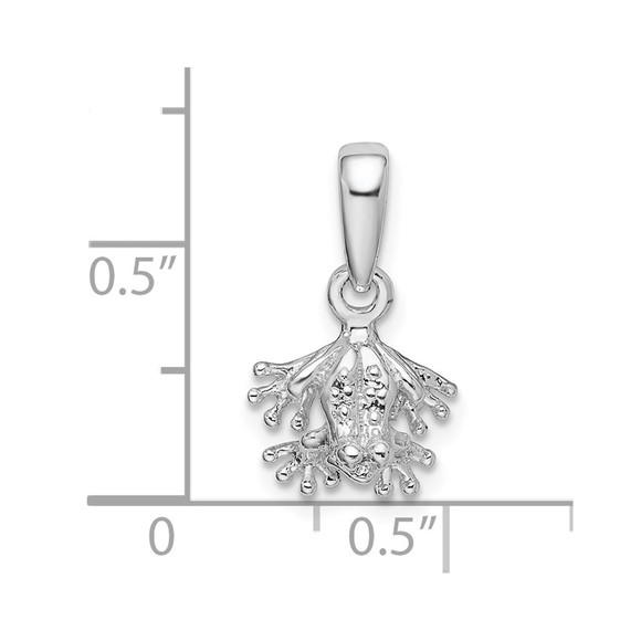 925 Sterling Silver Rhodium-plated Polished Mini Frog Necklace Charm Pendant - Picture 4 of 4
